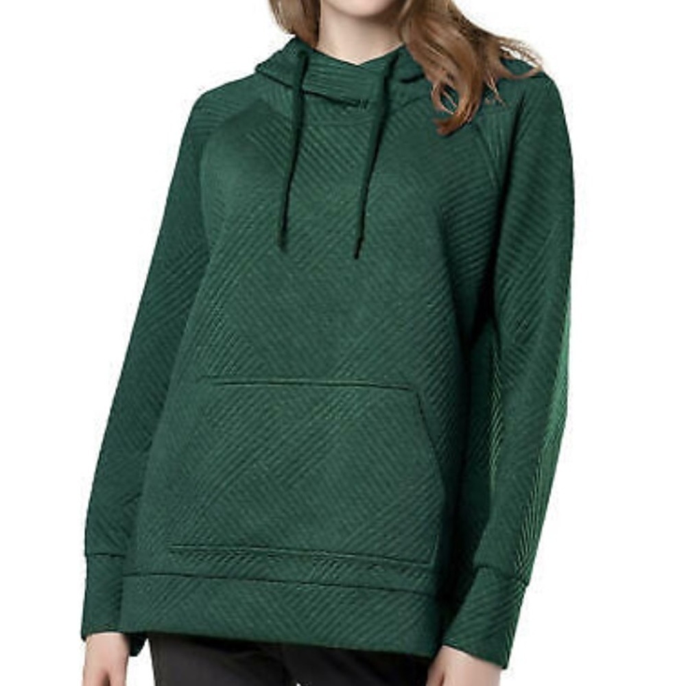 GREEN TEA QUILTED HOODED PULLOVER b2.